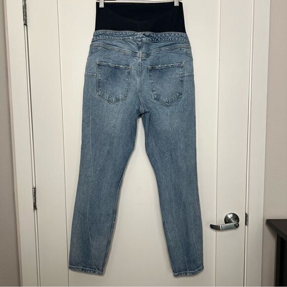 Tori Over Bump Mom Jeans Size 8 Maternity Blue Denim Straight Leg Cotton - Picture 4 of 12